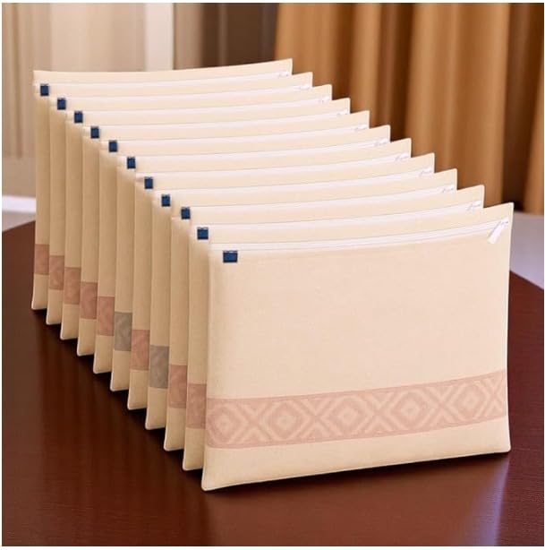 Cotton Saree Bags/Covers For Size Single (16 X 14 Inches) With Zip Closure For Clothes Bags And Wardrobe Organizer With Transparent Mesh Window, Beige (6)-image-19