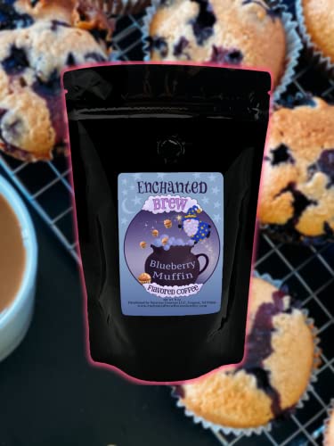 Enchanted Brew Blueberry Muffin Gourmet Flavored Coffee, Artisan Infused Medium-Roast Arabica Coffee Beans - 8 Oz Bag, Ground #TOP1