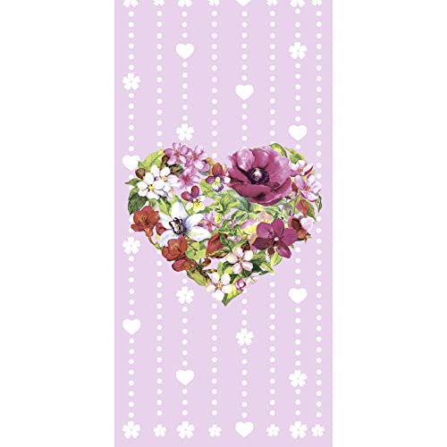 Lot de 10 mouchoirs en forme de cœur à fleurs Rose 22 x 21 cm