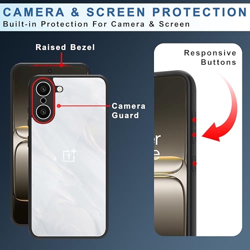 Image of CEDO Backcover for OnePlus Nord CE5 / CE 5 (5G) | Camera Protection Bump Shockproof Edge | Ultra Hybrid Transparent Acrylic Clear TPU+PC Hard Backcase Cover (Black)