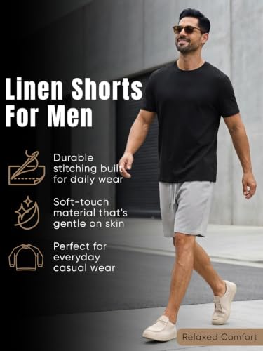 Image of GRECIILOOKS Linen Short For Men| Linen Shorts For Men Stylish |Men's Casual Summer Shorts - Lightweight Drawstring Lounge Short with Pockets, Breathable Relaxed Fit Athletic Sweat Short's