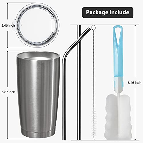 Muchenghy 20Oz Tumbler Stainless Steel Cups With Lid And Straw, Double Wall Vacuum Insulated Travel Coffee Mug, Powder Coated Thermal Cup For Cold & Hot Drinks(Silver, 12 Pack) #TOP1