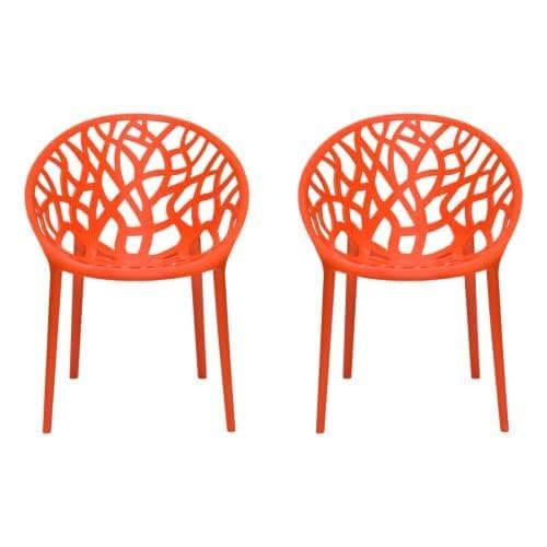 Image of activa Crystal Plastic Arm Chair | Stackable Indoor Outdoor Chair for Home, Balcony, Patio & Garden | Comfortable Designer Armrest Chair | Durable Plastic Seating Furniture (Orange, Set of 2)