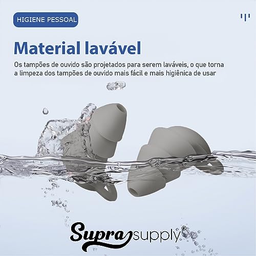 Tampão De Ouvido Abafador Ruídos Diminui Ronco Barulho Ideal para Natação Dormir Estudar (Cinza)