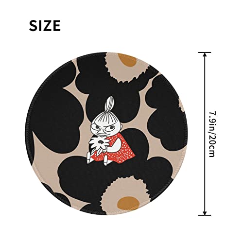 かわいい 花柄 リトルミイ アニメです マウスパッド 円型 ラバー 仕事/自宅用 滑り止めゴム底 耐久性 オフィス ゲーム 柔軟 防水清潔 多機能 アニメ キャラクター 小型 便利 おしゃれ 可愛い 20*20cm （縁縫い固定）