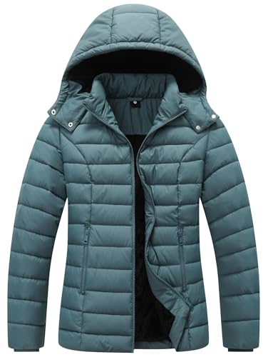Women's quilted down coat with detachable hood