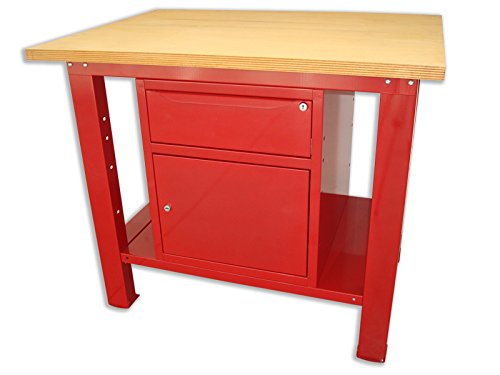 SOGI X3L-09_b Banco da lavoro da 1 mt. tavolo con piano in legno + armadio con cassetto e anta serie industriale