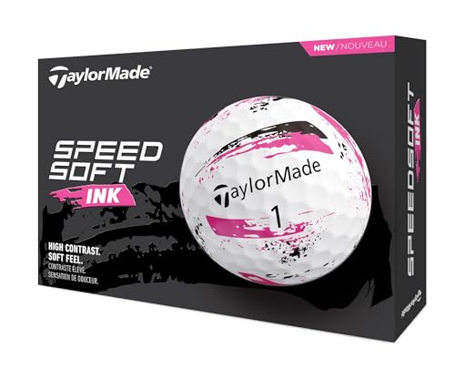 TaylorMade Golf SPEEDSOFT Ink Golf Balls Pink ONE Dozen