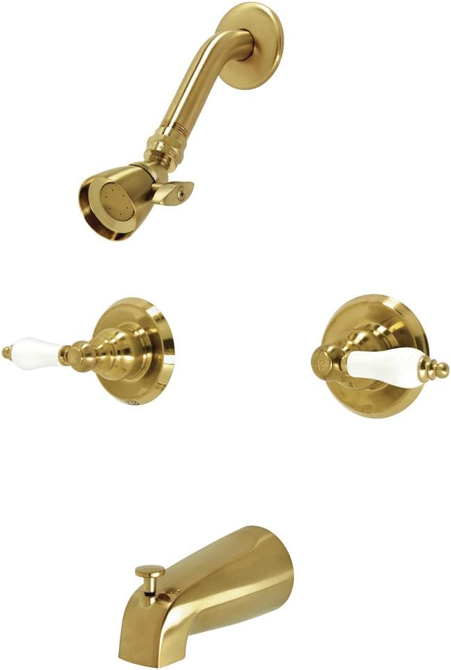 Kingston Brass KB247PL Victorian Double-Handle Tub and Shower Faucet in Brushed Brass