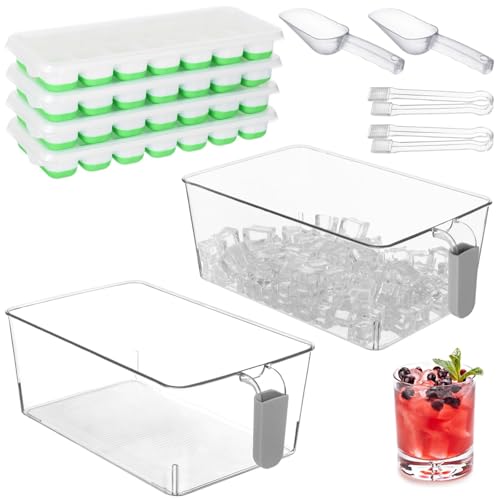 Generic - Lot de 10 bacs à glace transparents avec pelle en plastique et pince - Seau à glace avec poignée coulissante transparente pour le congélateur
