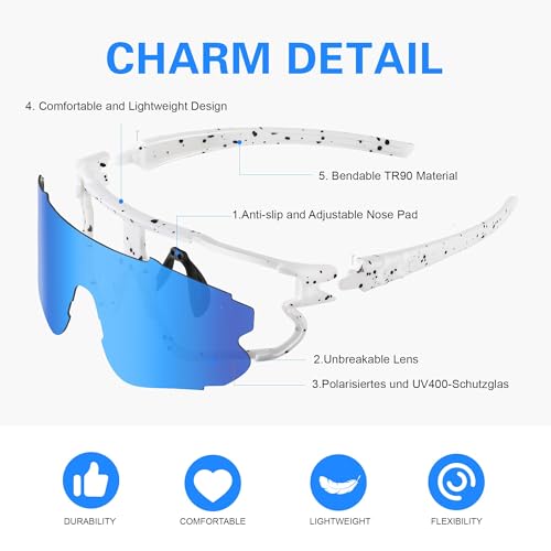 Image of Fanshen Polarized Sports Sunglasses for Men Women, UV Protection Sun Glasses for Cycling, Running, Fishing