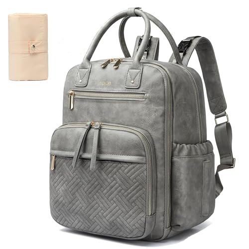 Image of Yomiky Leather Diaper Bag Backpack for Women with Multiple Pockets,Laptop Compartment and Changing Pad.