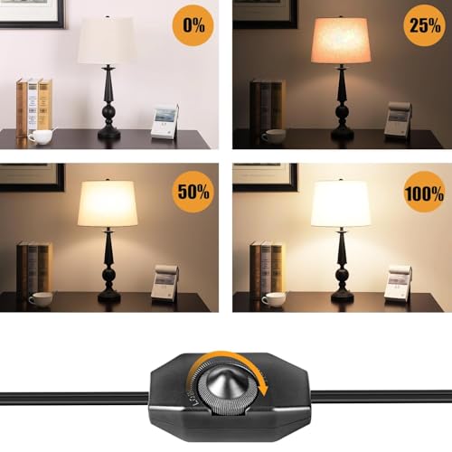 Miniatura 2 de Techzoco Potenciómetro Regulador De Luz Con Interruptor, Dimmer Led, Interruptor Regulador Intensidad, Atenuador De Luz, Apto Para 60w, 230 Voltios, Conexión Por Soldadura, Pvc, Negro