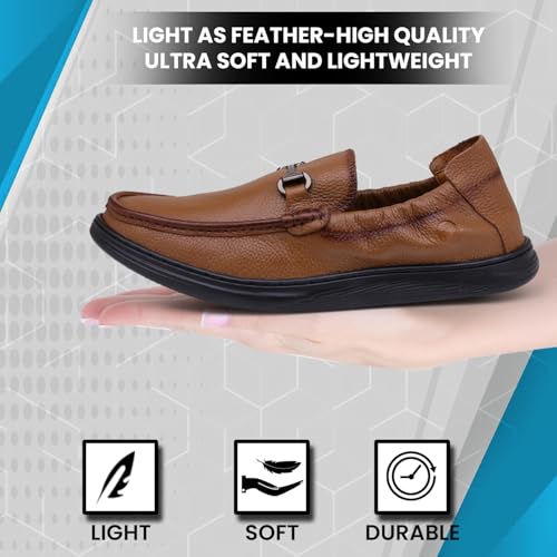 Image of DOCTOR EXTRA SOFT Classic Genuine Leather Formal Shoes for Men with Memory Foam Cushion| Ultra Lightweight & Comfortable|Stylish & Flexible|Parties,Occasions,Office,Wedding,Casual|Black Slip On D-805