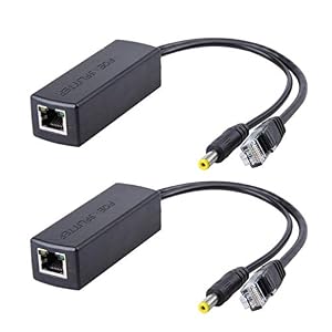 10Gtek [2-pack] Actieve POE-splitteradapter, 48V naar 12V, IEEE 802.3af-compatibel, 10/100 Mbps tot 100 meter voor bewakingscamera, draadloos toegangspunt en VoIP-telefoon