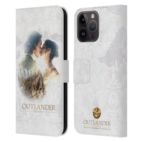Head Case Designs Officially Licensed Outlander Claire & Jamie Kiss Portraits Leather Wallet Case Compatible with Apple iPhone 15 Pro Max