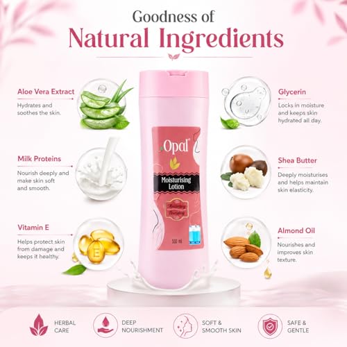 Image of OPAL Moisturising Body Lotion For Dry Skin | Fast Absorbing & Winter Body Milk Lotion | Nourishing Body Lotion For Women & Men All Skin Types- 500ml