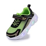 SPR&JOY Toddler Boys Girls Light Up Shoes, Lightweight Breathable Anti-Slip, Sport Led Flashing Runn