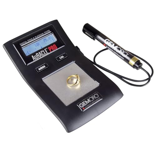 GemOro AuRACLE PRO Gold Tester | Accurate Compact Portable Machine with Electronic Digital LCD Display Gold & Platinum Tester | Precision Tool with Expert Professional Jewelry Reading & Accuracy