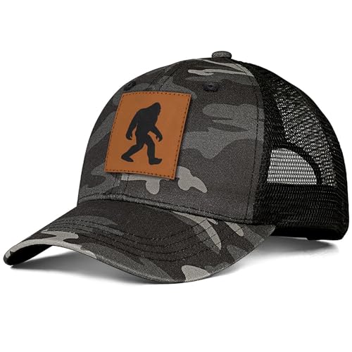 Image of Mens Hat Snapback Trucker Hats Outdoor Gifts for Men Dad Husband Father's Day Leather Pattern Baseball Cap