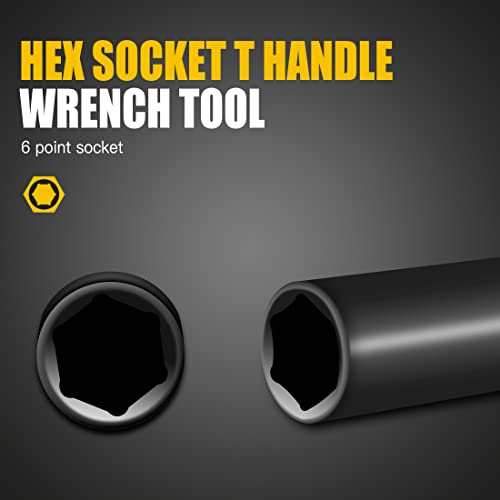 T-Handle Socket Wrench Set, 7PCS Metric Handle Wrenches - 6, 8, 10, 11, 12, 13, 14mm, 6-Point Hex Socket Lug Wrench for Motorcycle Car Bicycle Repair, Chrome Vanadium Steel - Image 4