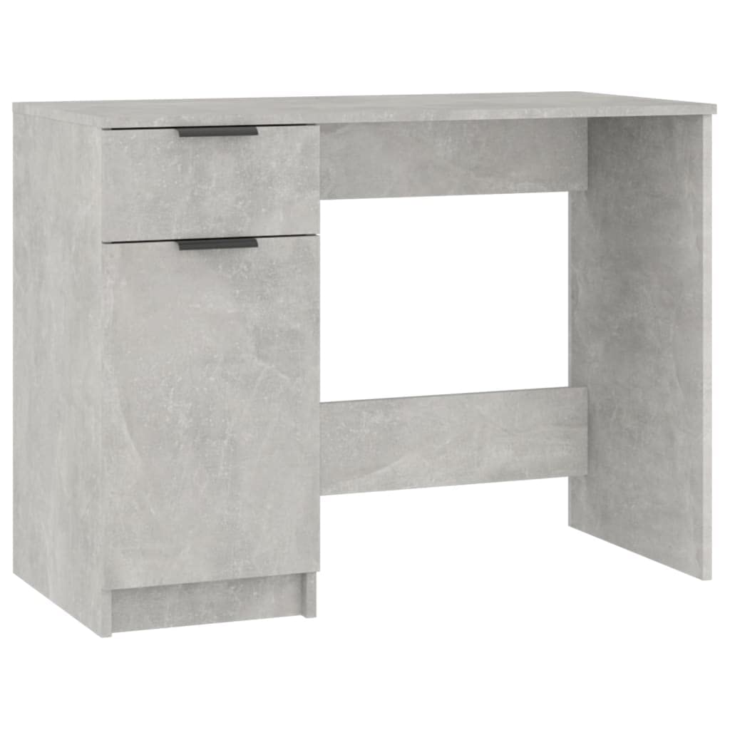Scrivania 100x50x75 cm Legno Lavorato Grigio Cemento con Cassetto e