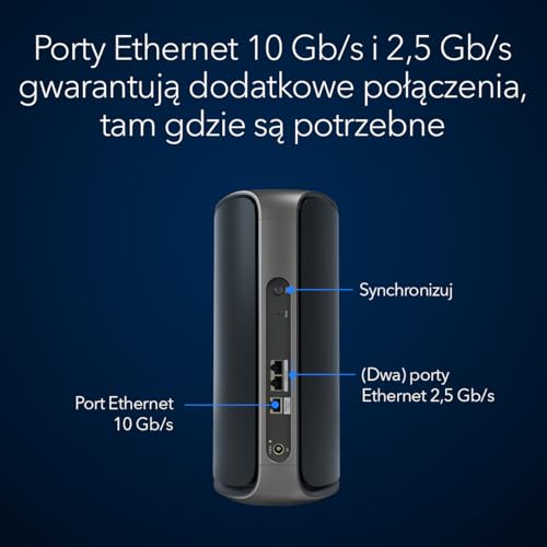 NETGEAR Orbi serii 970 Czteropasmowy system mesh (RBE970B) w wersji czarnej z dodatkowym satelitą — działa z istniejącym systemem mesh lub routerem 970 — zwiększa zasięg do 220 m² — BE27000 802.11be