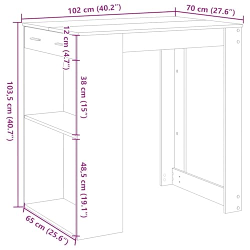 Table de bar gris Sonoma 102x70 cm table à manger haute et stable - 4