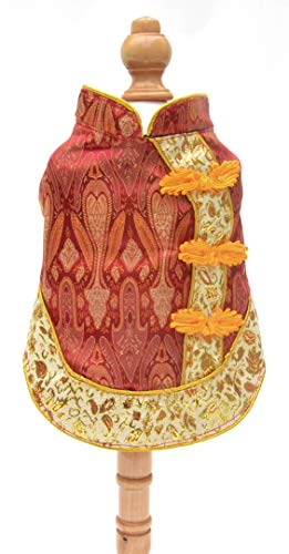 Lovelonglong 2019 Dog Costumes Cheongsam Qipao Dresses For Small Dogs Pet Tang Dynasty Costume For Toy Poodle Yorkshire Terrier M Amaranth Red #TOP4