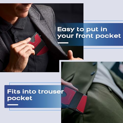 Image of RUNBOX Slim Wallet for Men, RFID Aluminum Pop-Up Card Holder for 12 Cards