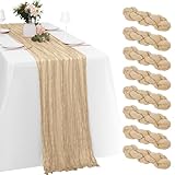 8 Pack Beige Cheesecloth Table Runners 20x120 Inch Gauze Table Runner Cheese Cloth 10FT Beige Table Runner Rustic Sheer Runner for Wedding Birthday Party Baby Shower Table Decor