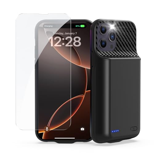 Battery Case for iPhone 12 Pro Max 13 Pro Max 14 Pro Max 14 Plus (6.7 inch)-2026 Upgraded High Capacity 13800mAh Battery Pack Rechargeable Charger Charging Case with Tempered Glass Screen Protector