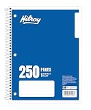 Hilroy 1-Subject Coil Notebook, 8" x 10.5", Wide Ruled, 3-Hole Punched, 250 Pages/125 Sheets, 1 Notebook, Blue Cover (13223)