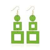 GELVTIC Genuine Leather Earrings for Women Hook Stud Handmade Color Geometric Big Drop Dangle Earrin