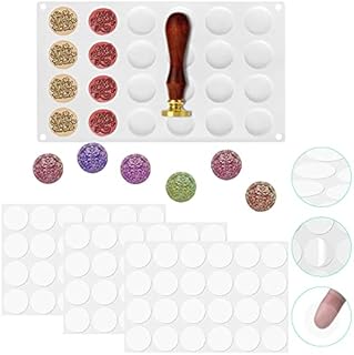 Silicone Mold for Wax Seal, Aifuda 24-Cavity Wax Seal Stamp with 72 pcs double-sided Sticky Dots for wedding invitations, gift boxes, etc.