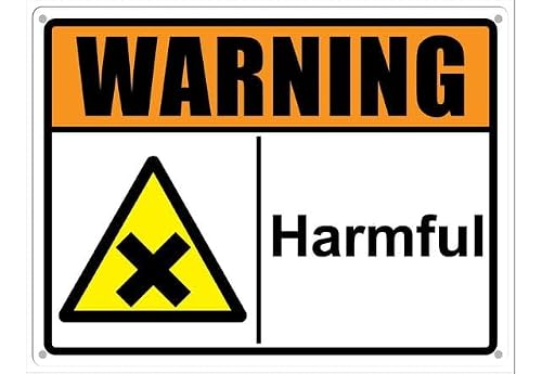 peiyeety Warning Sign Harmful Aluminum Tin Sign for Home Coffee Bar Wall Decor 8X12 Inch