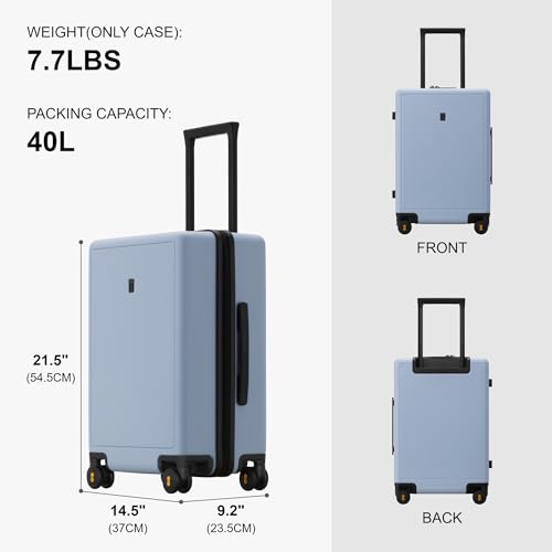 Image of LEVEL8 Elegance Matte Luggage Series, Light Blue, 20 Inch, Fashion