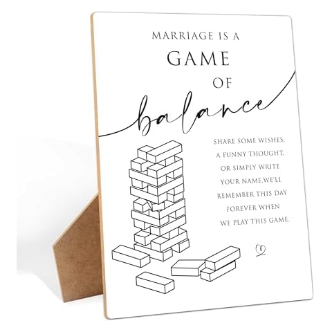 Wedding Guest Book Alternative Sign, 8×11 Inches Wooden Sign With Stand, Jenga Guestbook Sign, Minimalist Tabletop Decor for Wedding, Bridal Shower, Wedding Reception, Event Party Favor Supplies-9 Cover