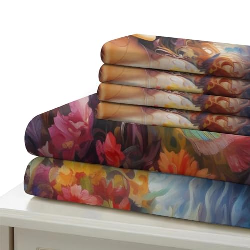 Housse de couette 135x200cm fleurs papillons imprimé 3D - 7