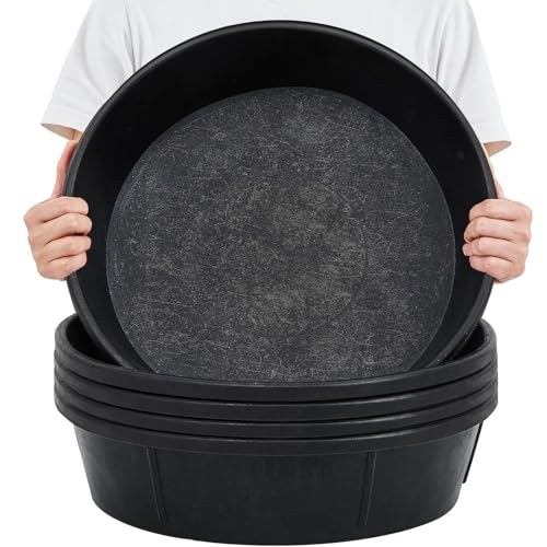 Sadnyy 5 Pcs Rubber Feed Pan 12 Quart/ 3 Gallon Utility Horse Feed Bucket Rubber Bowl Chicken Dust Bath Container Horse Feeder for Goats Livestock Animal Feeding Cats Dogs Pigs