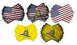 Decal Dude 50-Pack American Flag Don't Tread on Me Gadsden Distressed 5 Different Designs with 10 of Each Design Vinyl Stickers Made from Durable UV and Weather Resistant Vinyl and Laminate