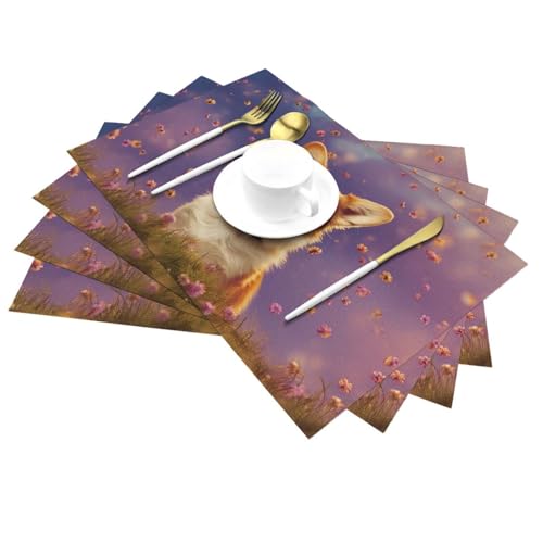Sets de table tissés Corgi en PVC pour protéger vos meubles des taches - 6