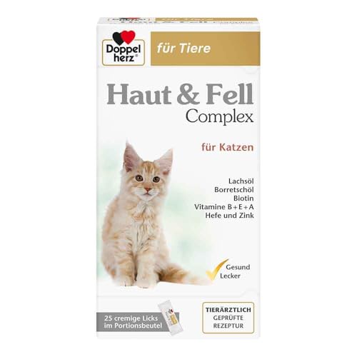 Doppelherz Haut und Fell Complex für Katzen - Mit wichtigen Omega-3 und Omega-6 Fettsäuren- 25 Licks