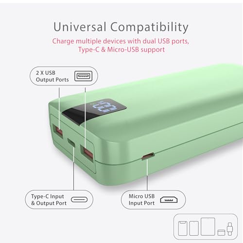 Image of Beetel Volte Series PB20 20000mAh Power Bank 22.5W Fast Charging | Triple Output QC3.0, PD3.0 & PPS | Pass Through Charging | Designed for Apple iPhone, Samsung, OnePlus and All Smartphones | Green
