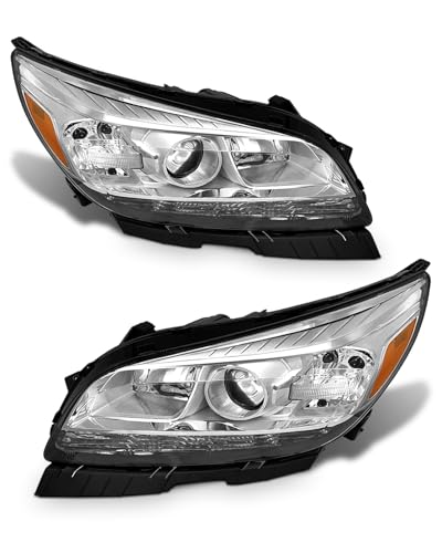 ADCARLIGHTS 2013 2014 2015 Chevy Malibu Headlight Assembly Headlights for 2016 Malibu Limited Headlamp Black Housing Amber Reflector Replacement Left and RightW/O Bulbs