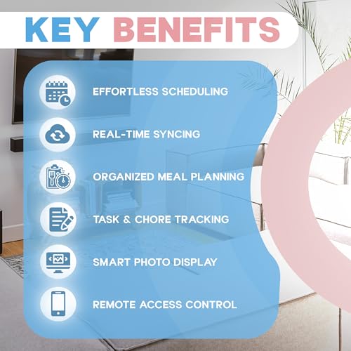 Image of 15.6 Inch Digital Calendar with Wall Mount Option, HD Touchscreen Planner, Wi-Fi sync, Color Coded Scheduling, Meal Planning, Chore Chart for Family and Home Organization