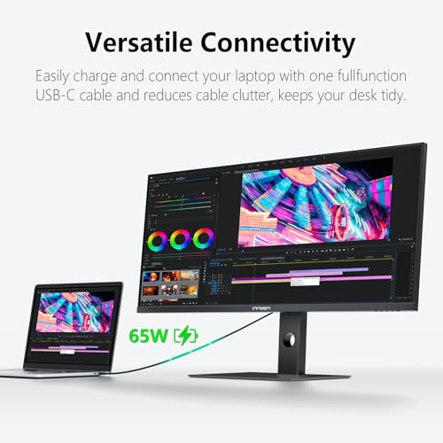 Image of INNOCN 29 inch Ultrawide Monitor 100Hz 21:9 IPS WFHD 2560 x 1080P 99% sRGB HDMI Computer USB Type C 65W Laptop External Monitor, Height /Pivot Adjustable, Productivity, Wall Mountable, Black