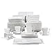 MALACASA, Serie Flora, 56 Piezas vajilla de Porcelana Juegos de Vajilla Servicio Combinado 6 Tazones, 6 Tazas, 6 Platillos, 12 Platos de Postre, 12 Sopas, 12 Platos y 2 Platos