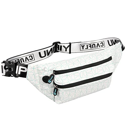 Katech Bauchtasche Damen & Herren - Mode Wasserdicht Gürteltasche Brusttasche mit Kopfhöreranschluss und Verstellbare Träger - Hüfttasche Geeignet für Party Festival Sport Outdoor Travel (Weiß) Cover