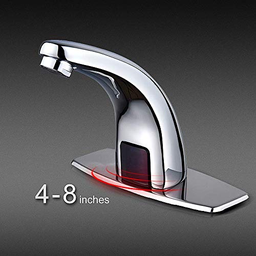 Halo Commercial Automatic Touchless Sensor Bathroom Faucet,Motion Activated Hands Free Kitchen Sink Tap With Hole Cover Deck Plate, Kitchen Vessel Sink Tap With Control Box,Chrome #TOP4